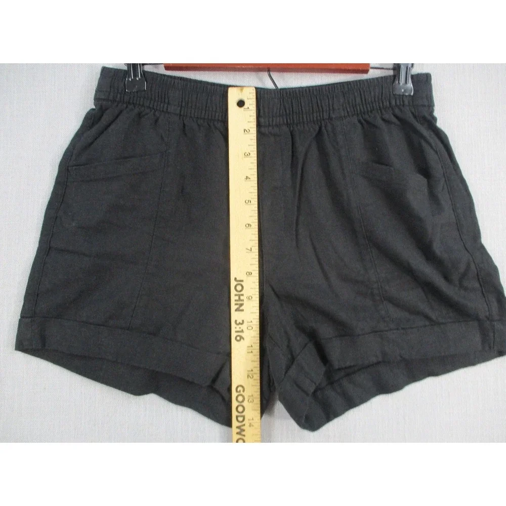 Old Navy Womens XS Black High-Rise Linen Blend Elastic Waist‎ Shorts Pocketed